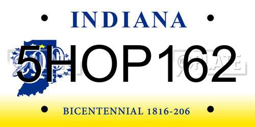 5HOP162 Indiana License Plate