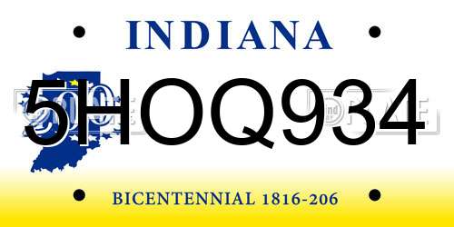 5HOQ934 Indiana License Plate