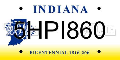 5HPI860 Indiana License Plate