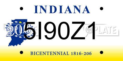 5I90Z1 Indiana License Plate