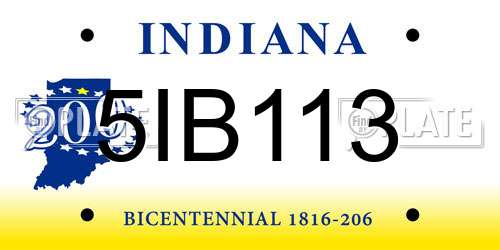 5IB113 Indiana License Plate