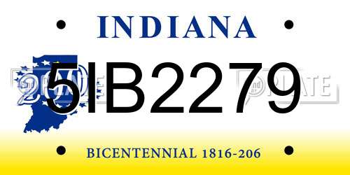 5IB2279 Indiana License Plate