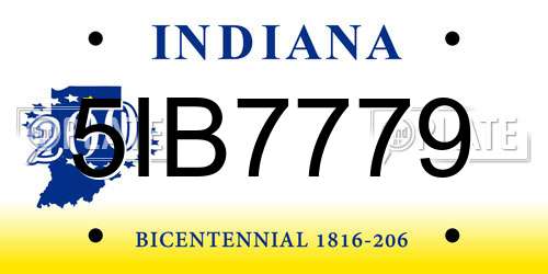 5IB7779 Indiana License Plate