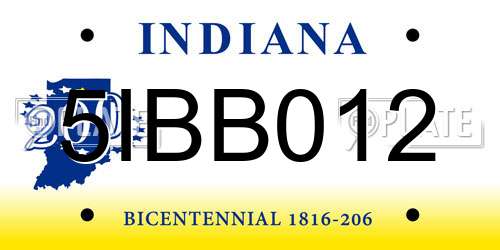 5IBB012 Indiana License Plate