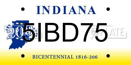 5IBD75 Indiana License Plate