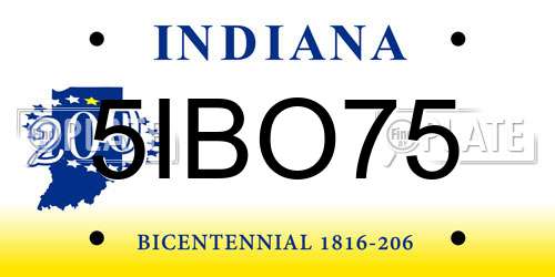 5IBO75 Indiana License Plate
