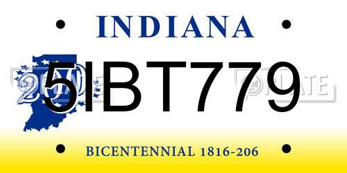 5IBT779 Indiana License Plate
