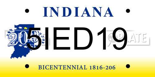 5IED19 Indiana License Plate