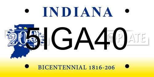 5IGA40 Indiana License Plate