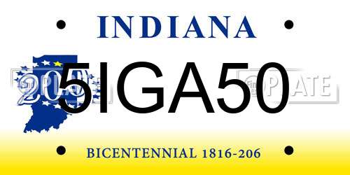 5IGA50 Indiana License Plate