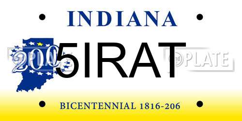 5IRAT Indiana License Plate