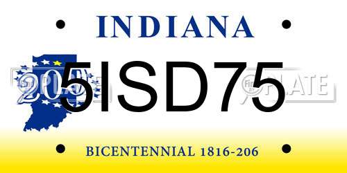 5ISD75 Indiana License Plate