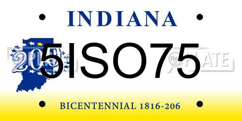 5ISO75 Indiana License Plate