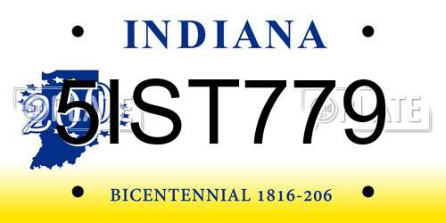 5IST779 Indiana License Plate