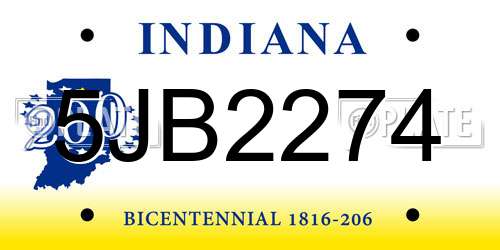 5JB2274 Indiana License Plate