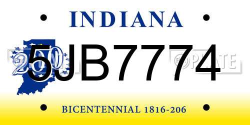 5JB7774 Indiana License Plate