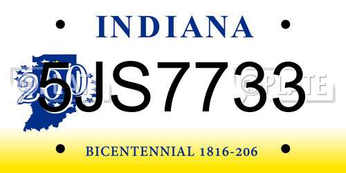 5JS7733 Indiana License Plate
