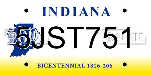 5JST751 Indiana License Plate