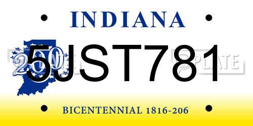 5JST781 Indiana License Plate