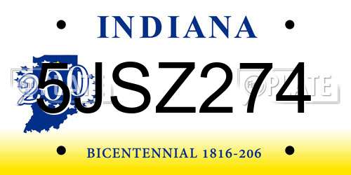 5JSZ274 Indiana License Plate