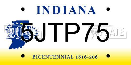 5JTP75 Indiana License Plate