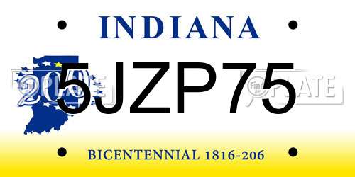 5JZP75 Indiana License Plate