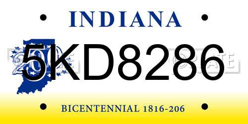 5KD8286 Indiana License Plate