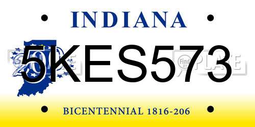 5KES573 Indiana License Plate