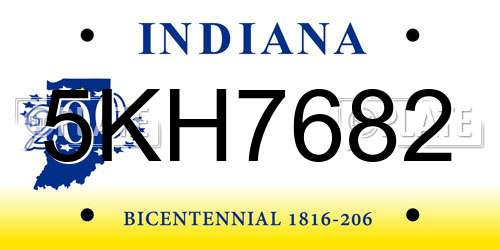 5KH7682 Indiana License Plate