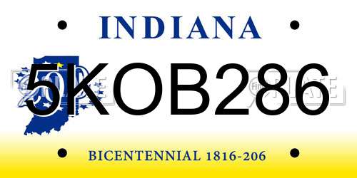 5KOB286 Indiana License Plate