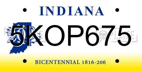 5KOP675 Indiana License Plate