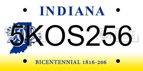 5KOS256 Indiana License Plate