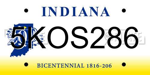 5KOS286 Indiana License Plate