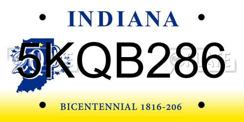 5KQB286 Indiana License Plate