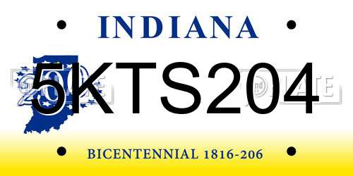 5KTS204 Indiana License Plate