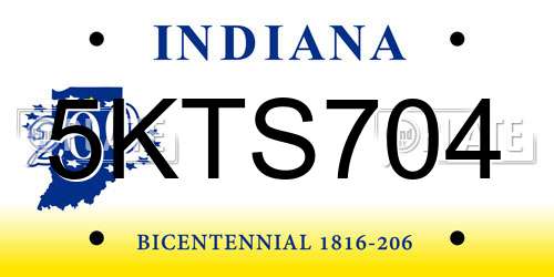 5KTS704 Indiana License Plate