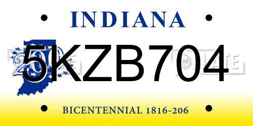 5KZB704 Indiana License Plate