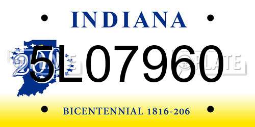 5L07960 Indiana License Plate