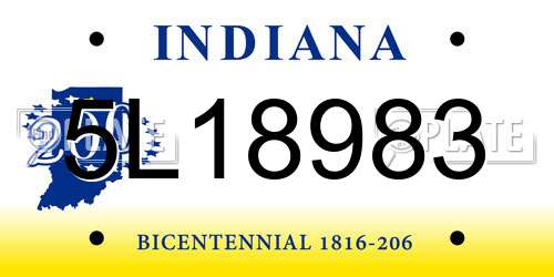 5L18983 Indiana License Plate