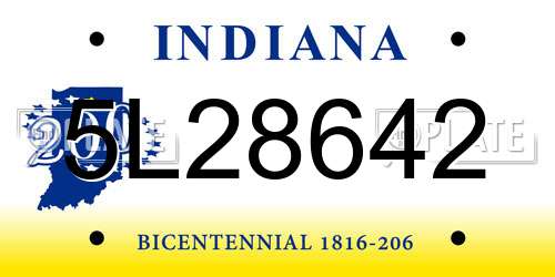 5L28642 Indiana License Plate
