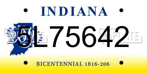 5L75642 Indiana License Plate