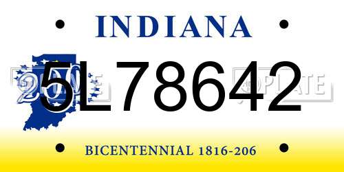 5L78642 Indiana License Plate