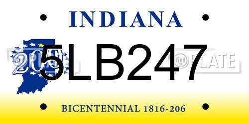 5LB247 Indiana License Plate