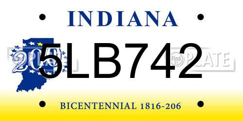 5LB742 Indiana License Plate