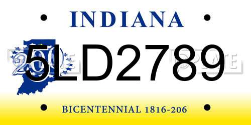 5LD2789 Indiana License Plate