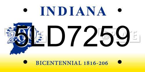 5LD7259 Indiana License Plate