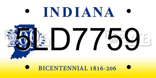 5LD7759 Indiana License Plate