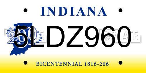 5LDZ960 Indiana License Plate