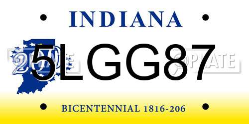 5LGG87 Indiana License Plate