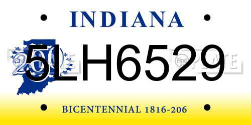 5LH6529 Indiana License Plate